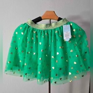 Green Tulle Skirt with Gold Shamrock Accents Size 8